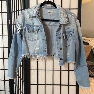 Light Denim Distressed Crop Jacket